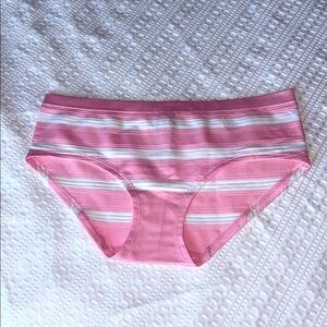 Victoria's Secret Pink and White Striped Briefs NWT Sz L